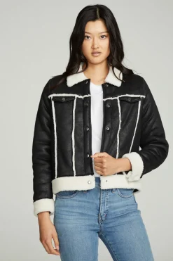 New Shearling Trucker Jacket Women Outerwear|Tops