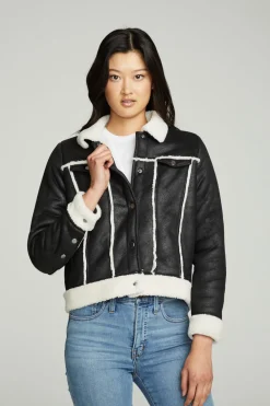 New Shearling Trucker Jacket Women Outerwear|Tops