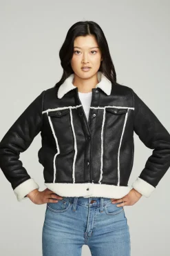 New Shearling Trucker Jacket Women Outerwear|Tops