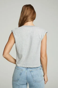 Cheap Shirred Muscle Tee With Twisted Roll Sleeve Women Tops