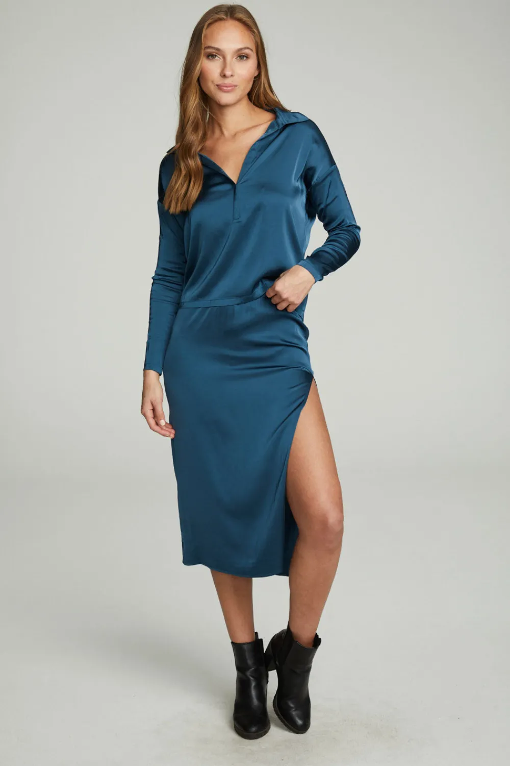 Shop Side Slit Midi Skirt Women Bottoms|Dresses