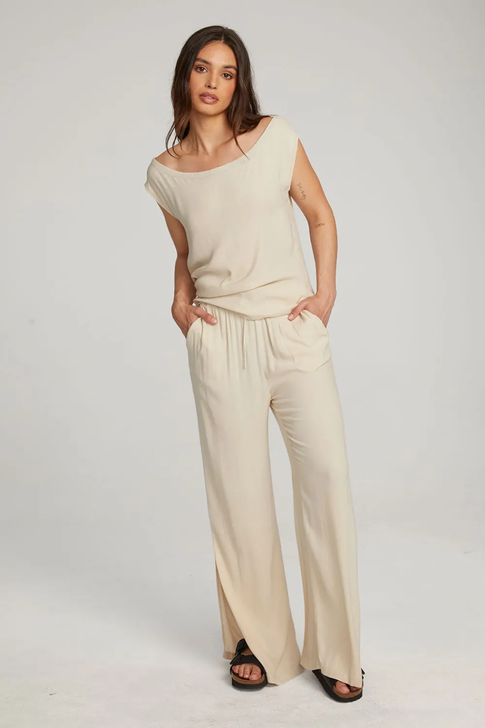 Online Sleeveless Bark Dolman Tee Women Loungewear