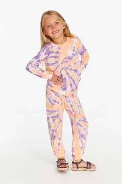 Sale Slim Peach Lavender Tie Dye Girls Slouchy Pant Kids Girls