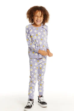 New Smiley Daisies Long Sleeve Ruffle Top Kids Girls