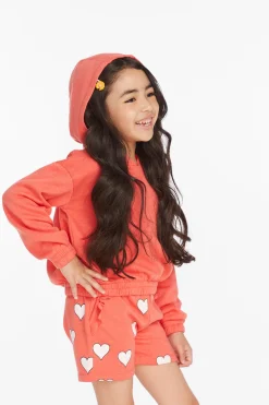 Discount Smiley Flower & Hearts Girls Pullover Hoodie Kids Girls