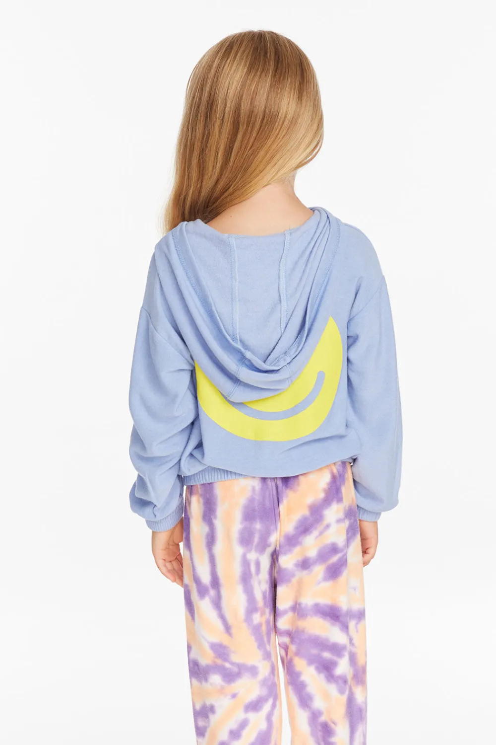 Discount Star Smiley Semi Cropped Shirred Hoodie Pullover Kids Girls