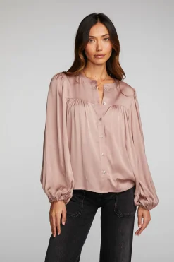 Fashion Stretch Silky Woven Button Down Women Loungewear|Tops