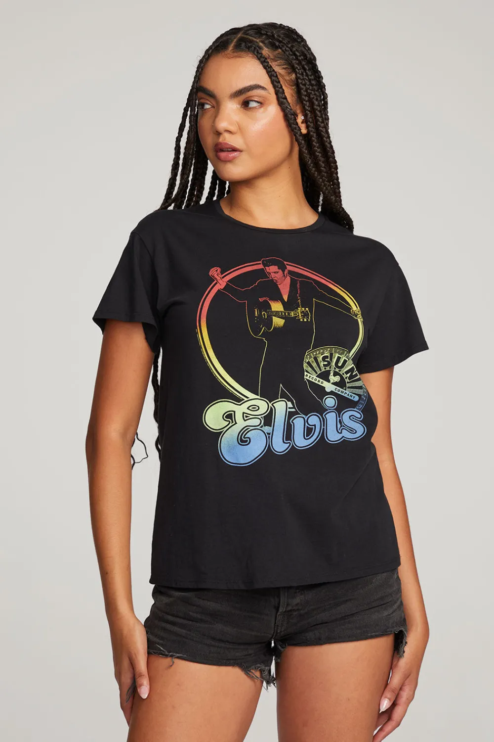 Outlet Sun Records Rainbow Elvis Tee Women Loungewear|Music