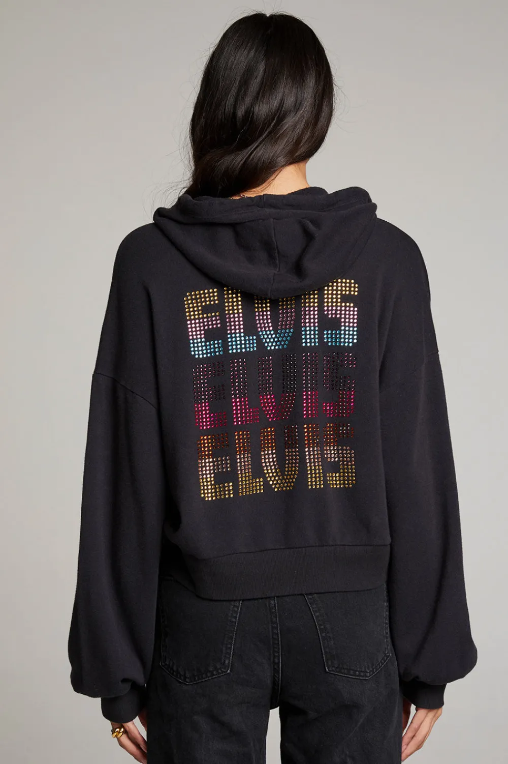 Discount Sun Records Studded Elvis Zip Up Hoodie Women Outerwear|Loungewear