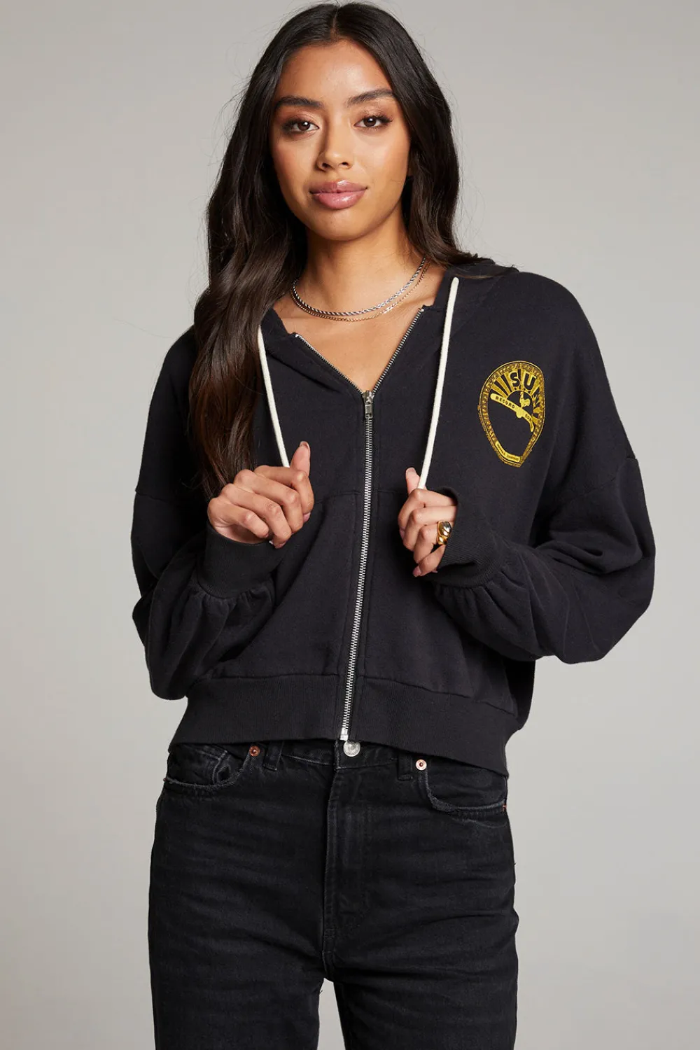 Discount Sun Records Studded Elvis Zip Up Hoodie Women Outerwear|Loungewear