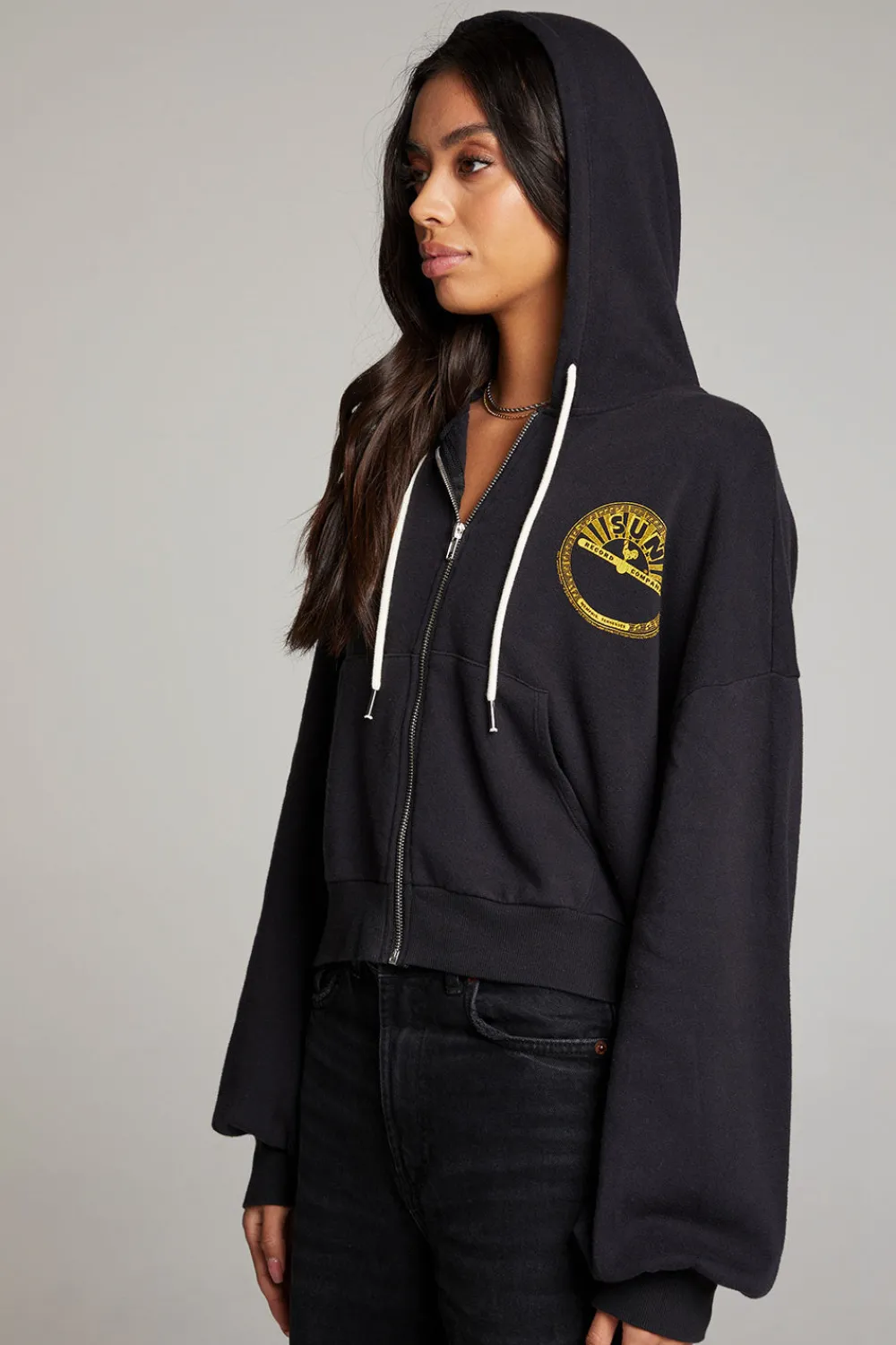 Discount Sun Records Studded Elvis Zip Up Hoodie Women Outerwear|Loungewear