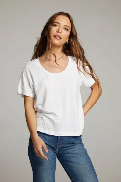 Shop Sunshine White Scoop Neck Tee Women Loungewear|Tops