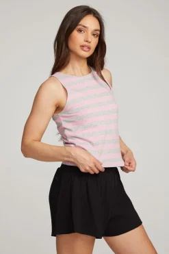 Cheap Teague Pastel Lavender And Grey Marl Striped Tank Women Loungewear|Tops
