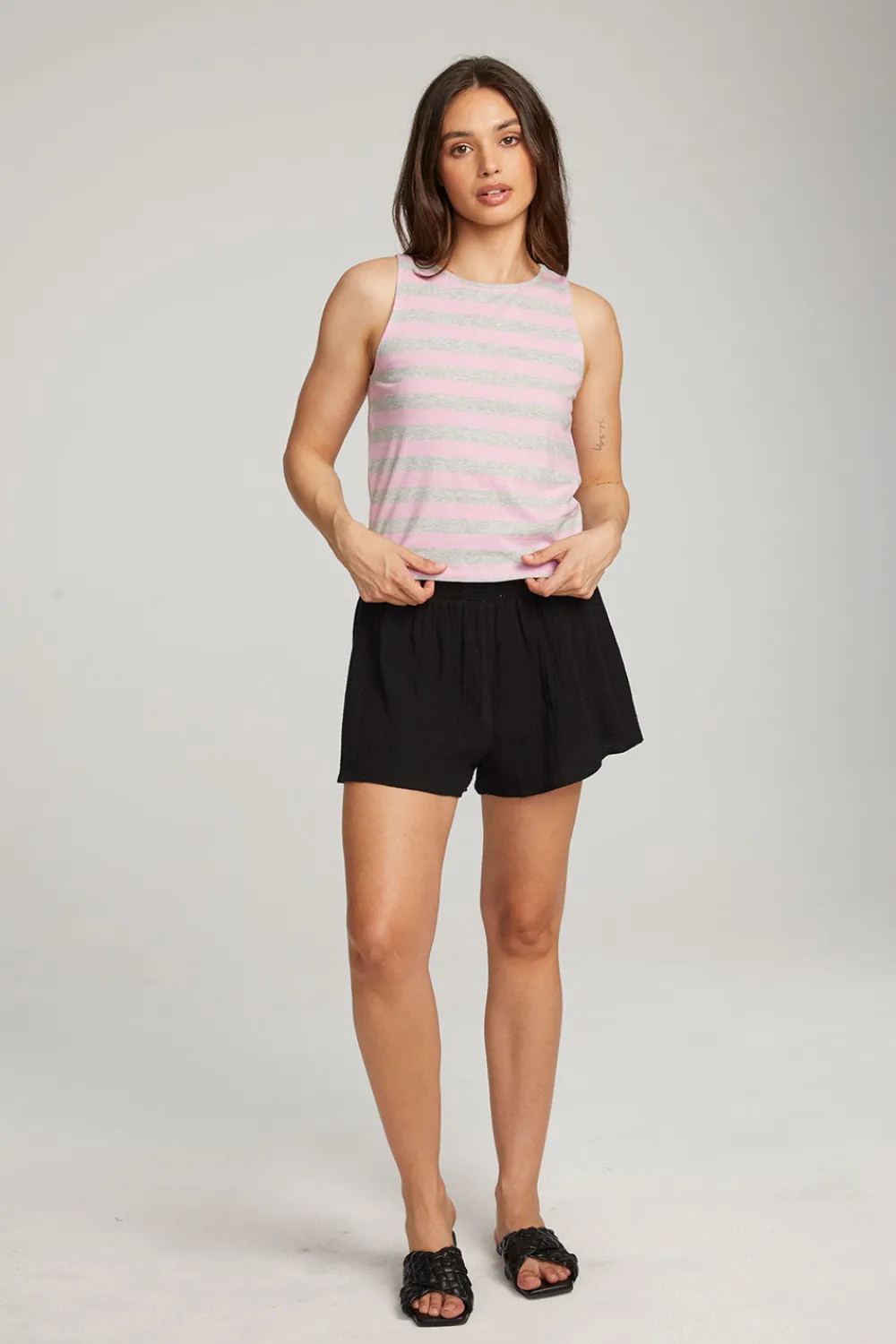 Cheap Teague Pastel Lavender And Grey Marl Striped Tank Women Loungewear|Tops