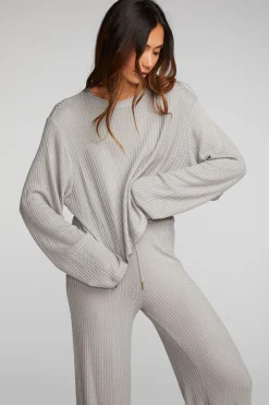 Cheap Thermal Waffle Cropped Long Sleeve Tee Women Loungewear|Tops