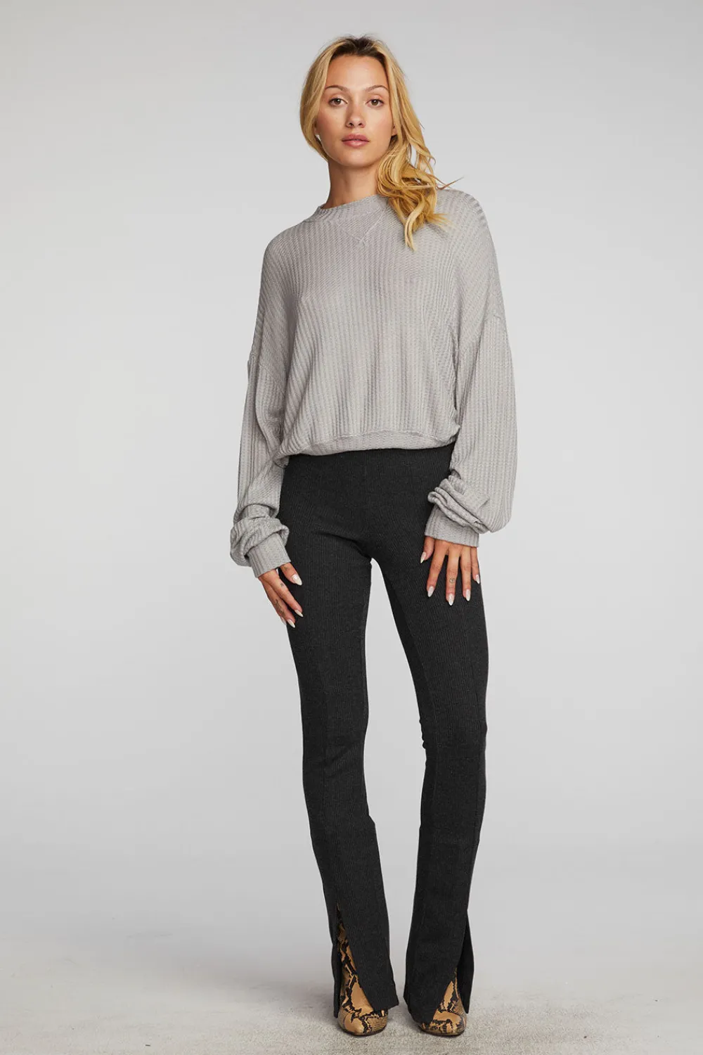 Store Thermal Waffle Long Sleeve Pullover Women Loungewear|Tops