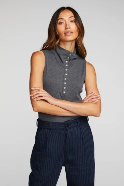 Store Triblend Rib Knit Button Down Tank Women Loungewear|Tops