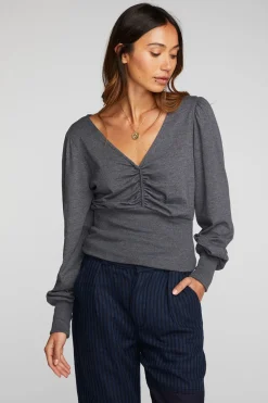 Discount Triblend V-neck Long Sleeve Blouse Women Loungewear|Tops