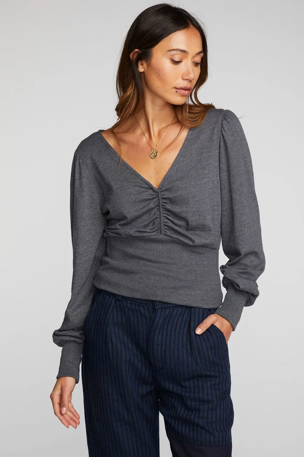 Discount Triblend V-neck Long Sleeve Blouse Women Loungewear|Tops
