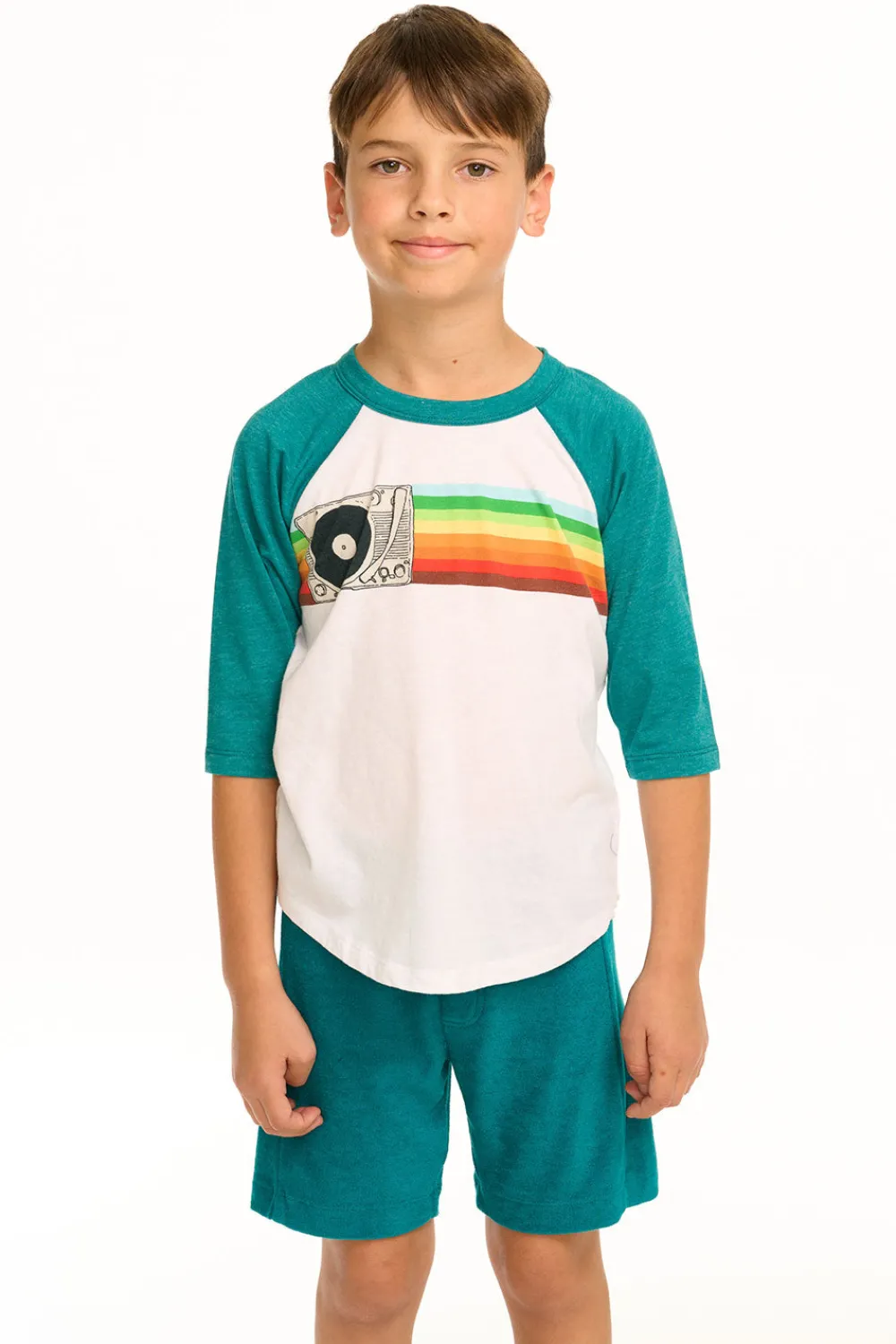 Best Sale Turntable Rainbow Recycled Vintage Jersey Baseball Tee Kids/BOY Boys