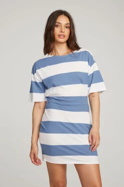 Best Sale Villa Vintage Blue Stripe Mini Dress Women Loungewear|Dresses