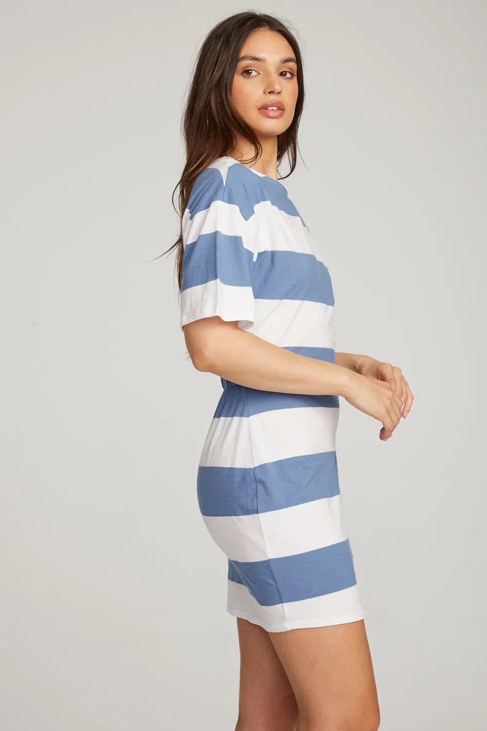 Best Sale Villa Vintage Blue Stripe Mini Dress Women Loungewear|Dresses