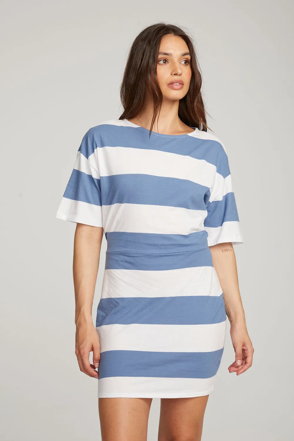 Best Sale Villa Vintage Blue Stripe Mini Dress Women Loungewear|Dresses