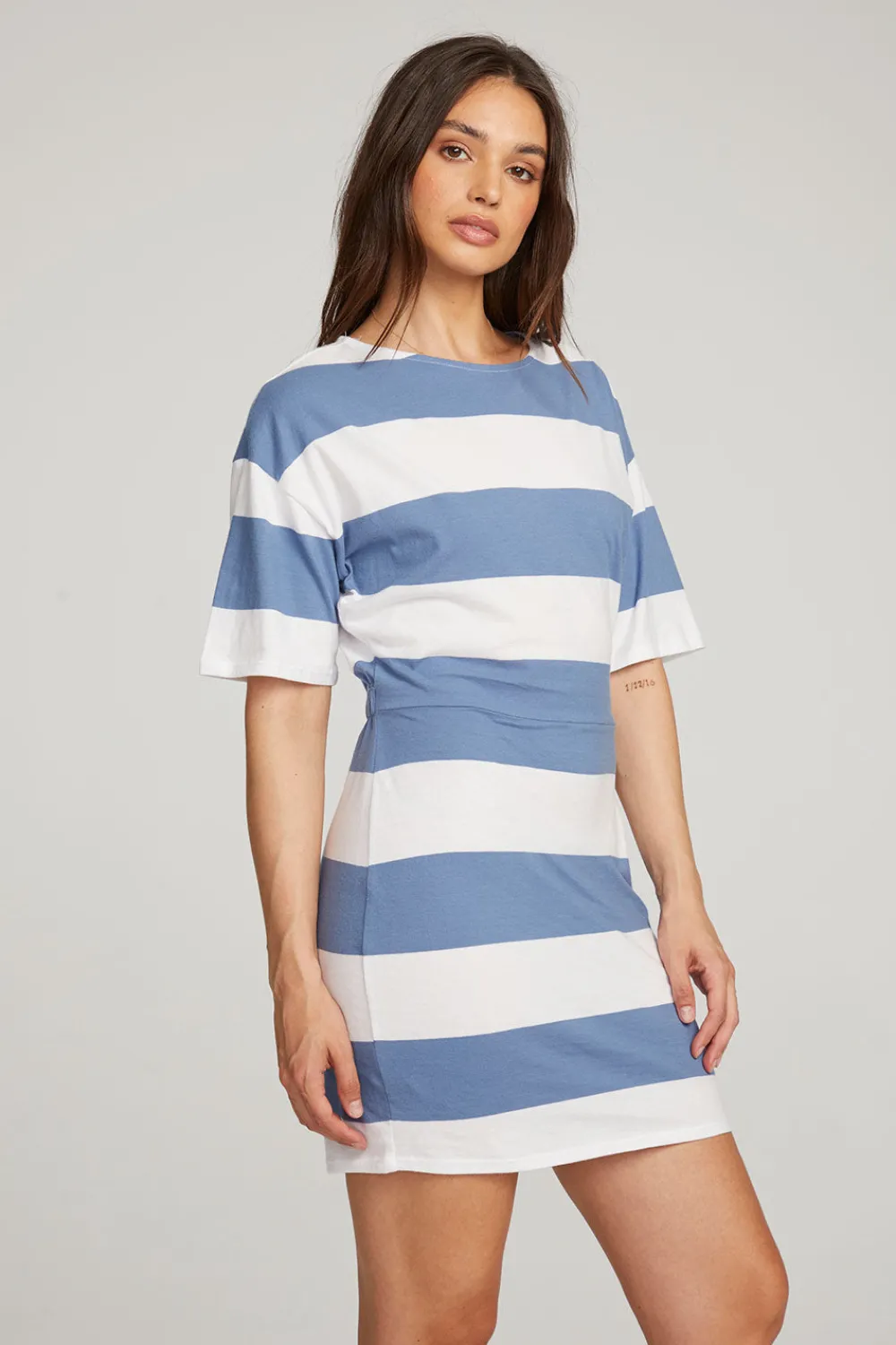 Best Sale Villa Vintage Blue Stripe Mini Dress Women Loungewear|Dresses