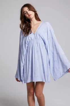 Cheap Waverly Faded Denim Blue Mini Dress Women Loungewear|Dresses