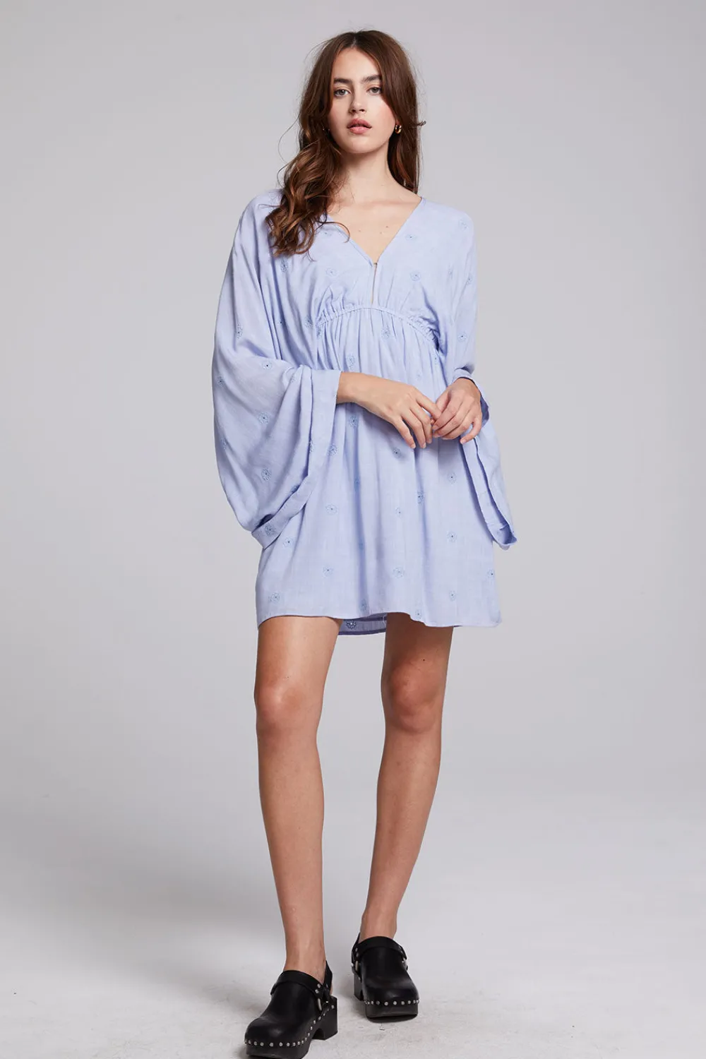 Cheap Waverly Faded Denim Blue Mini Dress Women Loungewear|Dresses