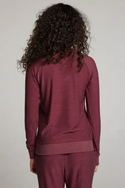 Best Sale Wine Red Long Sleeve Raglan Pullover Women Loungewear|Tops