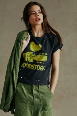 Hot Woodstock Bird On Guitar Tee Women Loungewear|Music