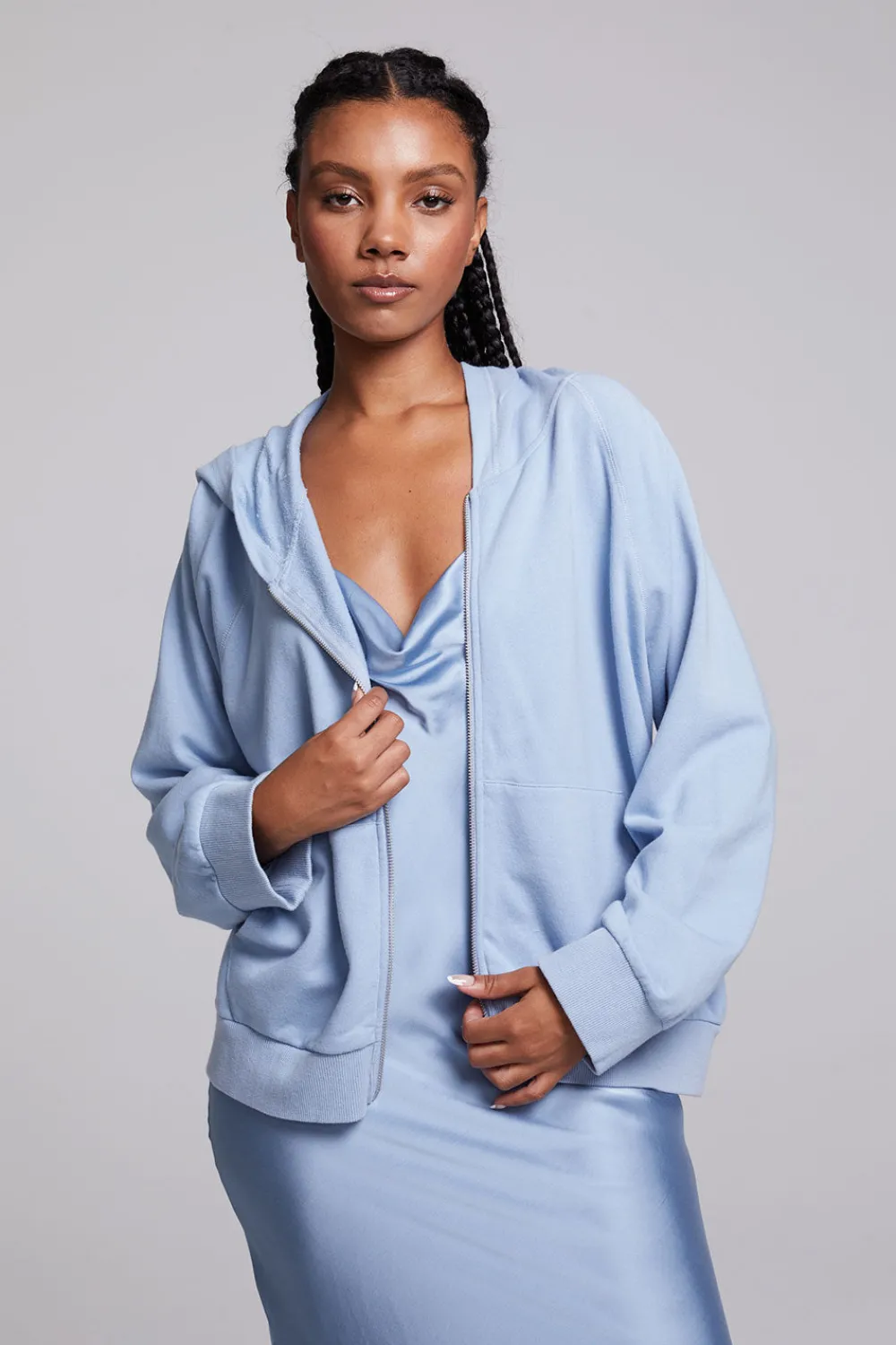 Outlet Yaro Blue Grotto Zip Up Sweatshirt Women Outerwear|Loungewear