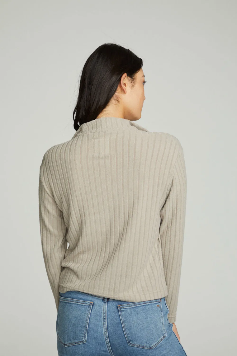 Hot Zip Up Mock Neck Long Sleeve Pullover Women Tops