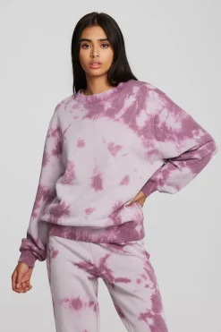 Online Zuma Cotton Terry Crewneck Pullover With Distressed Detail Long Sleeve Women Loungewear|Tops