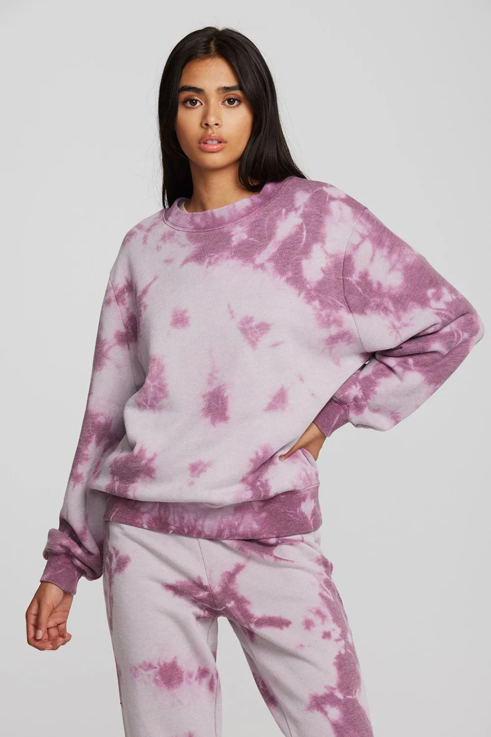 Online Zuma Cotton Terry Crewneck Pullover With Distressed Detail Long Sleeve Women Loungewear|Tops