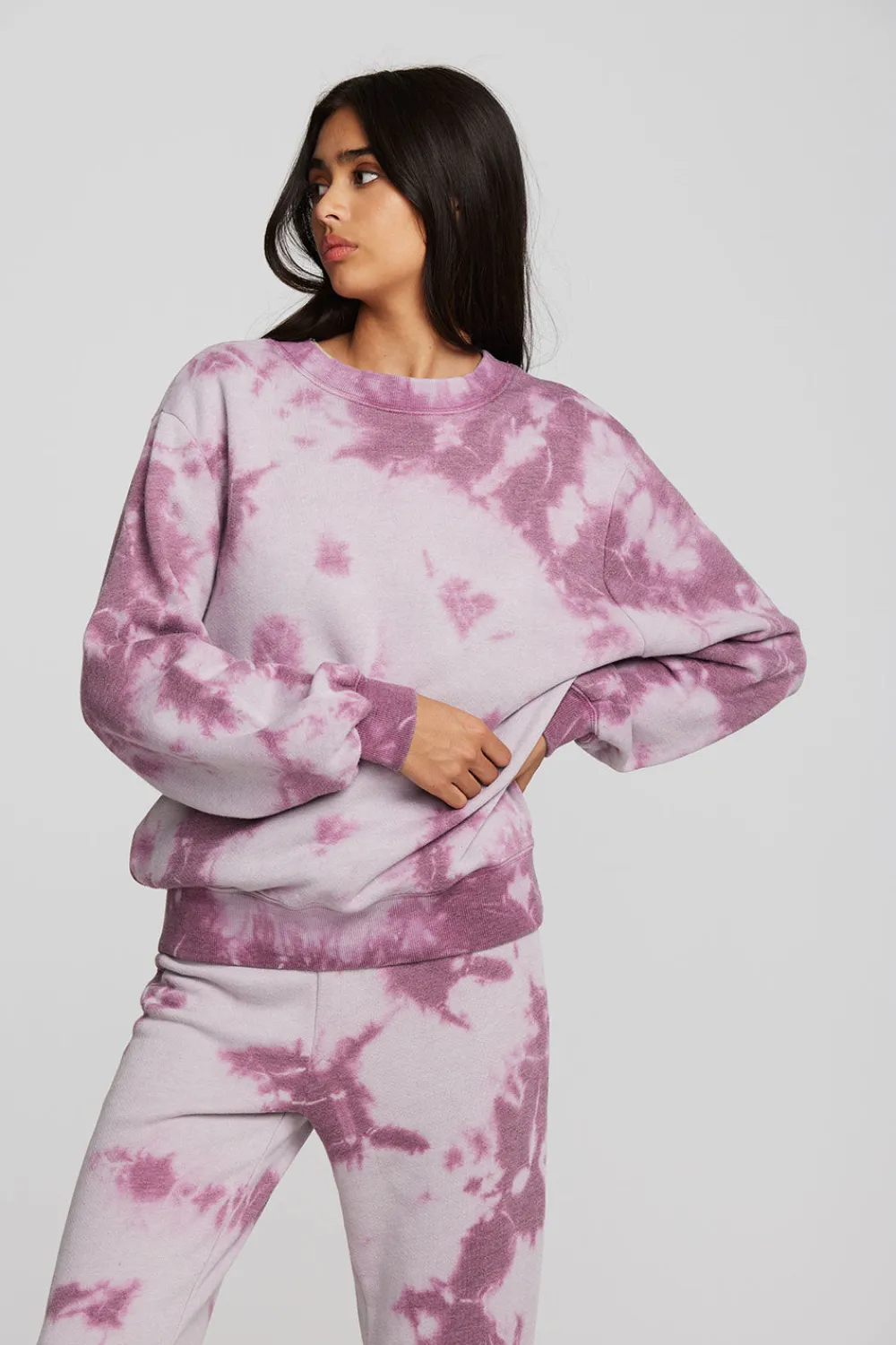 Online Zuma Cotton Terry Crewneck Pullover With Distressed Detail Long Sleeve Women Loungewear|Tops