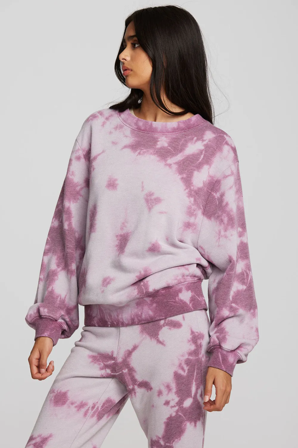 Online Zuma Cotton Terry Crewneck Pullover With Distressed Detail Long Sleeve Women Loungewear|Tops