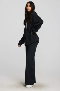 New Zuma Cotton Terry Wide Leg Joggers With Button Side Seam Women Loungewear|Bottoms