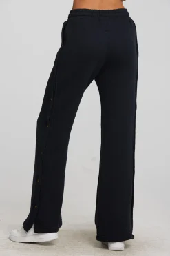 New Zuma Cotton Terry Wide Leg Joggers With Button Side Seam Women Loungewear|Bottoms