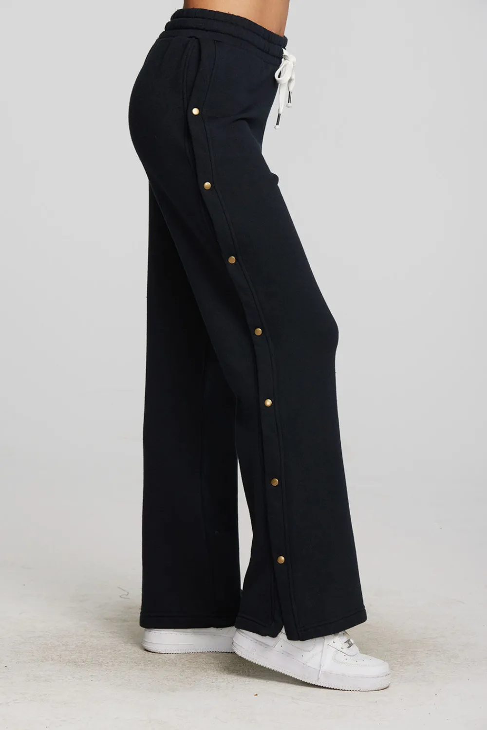 New Zuma Cotton Terry Wide Leg Joggers With Button Side Seam Women Loungewear|Bottoms